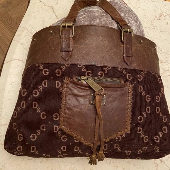 Authentic Dolce & Gabbana Brown Velvet  Bag  Italy